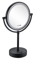 Зеркало WasserKraft K-1005BLACK с LED-подсветкой двухстороннее, стандартное и с 3-х кратным увеличением