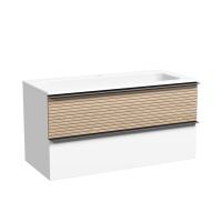 DL100W Тумба без раковины для раковины подвесная SANCOS Delta 995х445х500, c дв. ящ.оснащенными доводчиками, дуб светлый/белы