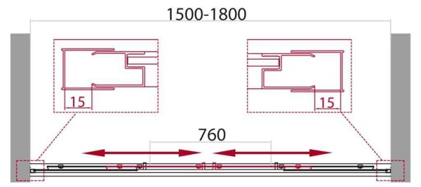 Шторка на ванну BelBagno UNIQUE-VF-2-150/180-140-C-Cr