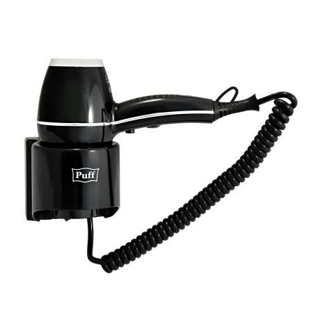 Фен для волос настенный "Puff-1800Вl", черный, 1,8 кВт