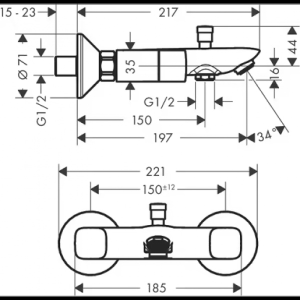 Смеситель для ванны Hansgrohe Logis 71243000 Хром