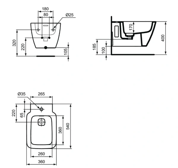 Биде подвесное Ideal Standard Strada II T456801