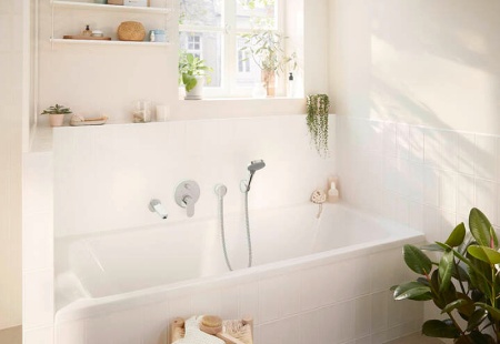Смеситель Hansgrohe "Rebris", для душа, нержавеющая сталь, встраиваемый, высота 187 см
