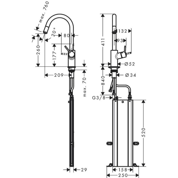 Смеситель для кухни Hansgrohe Talis M5214-H260 73864000 Хром