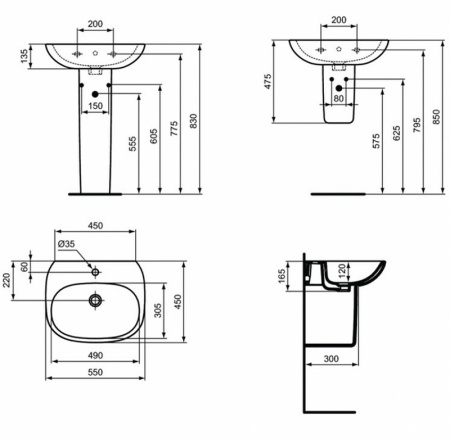 Раковина Ideal Standard Tesi 55 T352301 Euro White