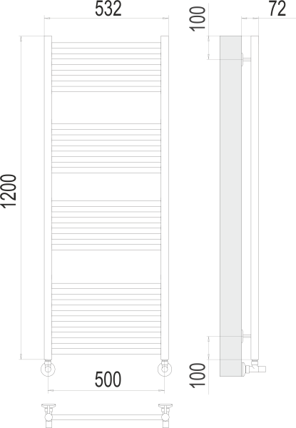 Полотенцесушитель водяной Terminus Аврора П22 0 500х120