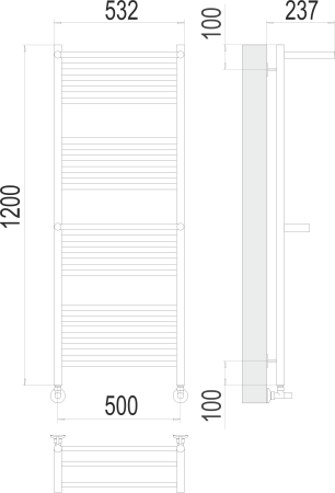 Полотенцесушитель водяной Terminus Аврора П22 500*1200 c 2 полками
