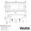 Чугунная ванна Wotte, Line, 150 x 70 x 50, глянцевая белая, пристенная установка