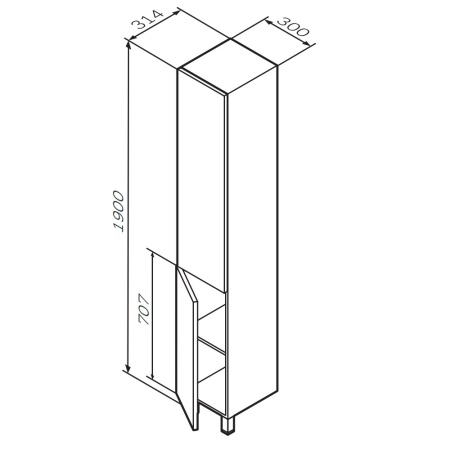 M90CSL0306HF GEM, шкаф-колонна, напольный, левый, 30 см, двери, push-to-open, цвет: орех