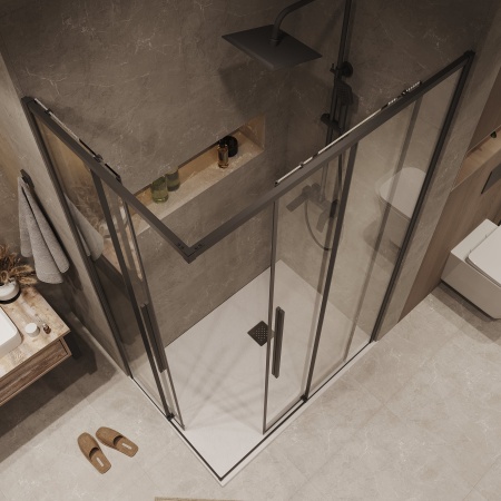 Душ.ограждение 300.K33.01.1090.21.00 Galaxy (100*90*195) черный матовый, стекло прозрачное, 2 места