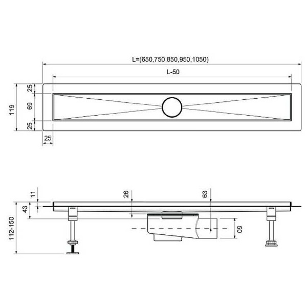 Душевой лоток Timo Drain System 70 DS230207/00 с решеткой Хром / под плитку