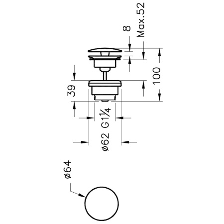 Донный клапан Vitra Syphon A45148 Хром