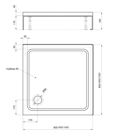 Душевой поддон Aquatek 80x80 DPA-0000008