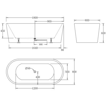 Акриловая ванна BelBagno 180x80 BB71-1800-W0 без гидромассажа
