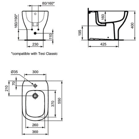 Биде Ideal Standard Tesi T456901 Евробелое