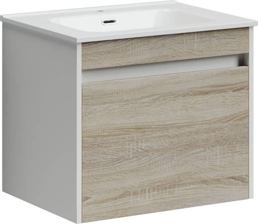 SM60E Тумба без раковины для раковины SANCOS подвесная SMART 2я цв. дуб бардолино/белый