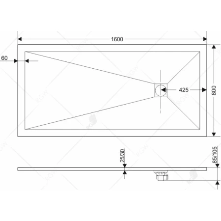Душевой поддон из литьевого мрамора 160x80 см RGW Stone Tray ST-0168De 16152816-13