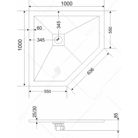 Душевой поддон из литьевого мрамора 100x100 см RGW Stone Tray ST/T-0100Co 16155100-10