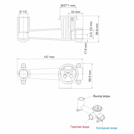 Встраиваемый смеситель WasserKRAFT Sauer 7130, для раковины, золотой, 20 см х 19 см