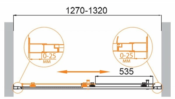 Душевая дверь Cezares Molveno 130 MOLVENO-BF-1-130-P-Cr профиль Хром стекло рифленое