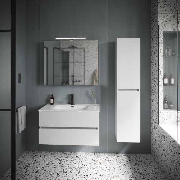 UR90W Тумба без раковины для раковины SANCOS подвесная URBAN 2я 90 бел.глянец