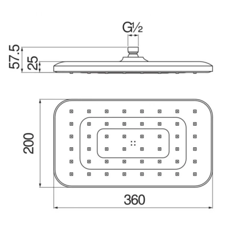 Верхний душ 360x200 мм Nobili AD139/128CR