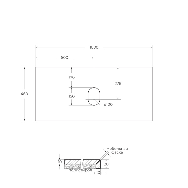 Столешница из керамогранита BelBagno KEP-100-MNO-W0 Marmo Nero Opaco