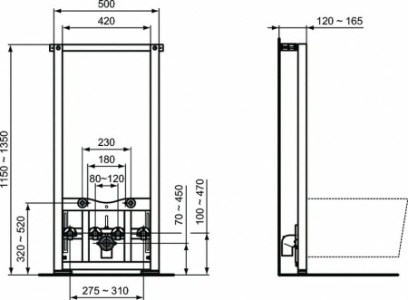 Монтажная рама Ideal Standard Prosys R016267 для биде Белая