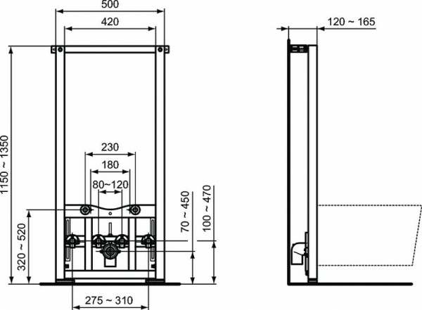 Монтажная рама Ideal Standard Prosys R016267 для биде Белая