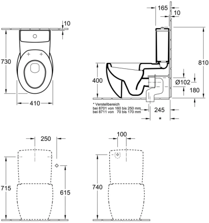 Чаша напольного унитаза Villeroy & Boch Aveo 661410R2