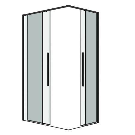 Душ.ограждение 300.K33.01.1090.21.00 Galaxy (100*90*195) черный матовый, стекло прозрачное, 2 места