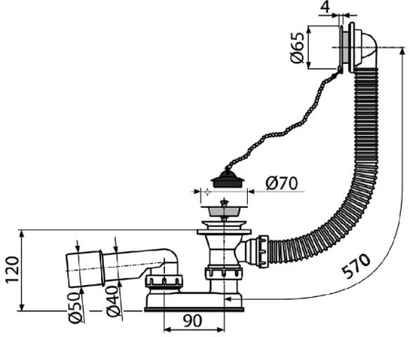 Слив-перелив для ванны AlcaPlast A501
