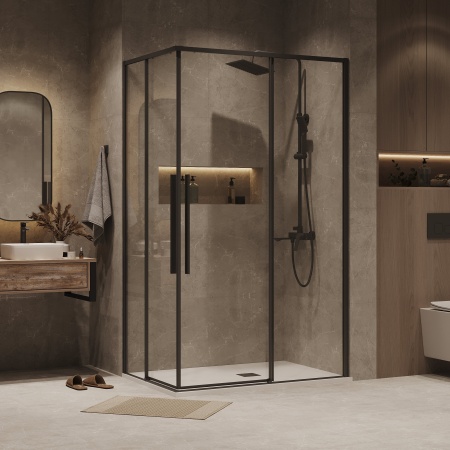 Душ.ограждение 300.K33.01.1090.21.00 Galaxy (100*90*195) черный матовый, стекло прозрачное, 2 места