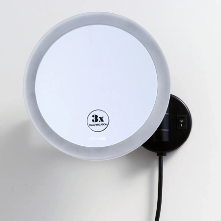 Зеркало WasserKraft K-1004BLACK с LED-подсветкой, 3-х кратным увеличением