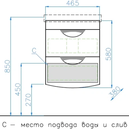 Тумба подвесная "Жасмин 2" (2 ящ.), Комо 50, Люкс белая, PLUS