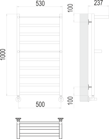 Полотенцесушитель водяной Terminus Хендрикс П10 0 500x100