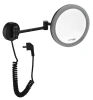 Зеркало WasserKraft K-1004BLACK с LED-подсветкой, 3-х кратным увеличением