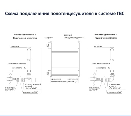 Полотенцесушитель водяной Aquatek (Акватек) Альфа П10 500х800 мм, с полкой, подключение нижнее/диагональное, сверхпрочная пищевая нержавеющая сталь AISI 304L, гарантия 10 лет