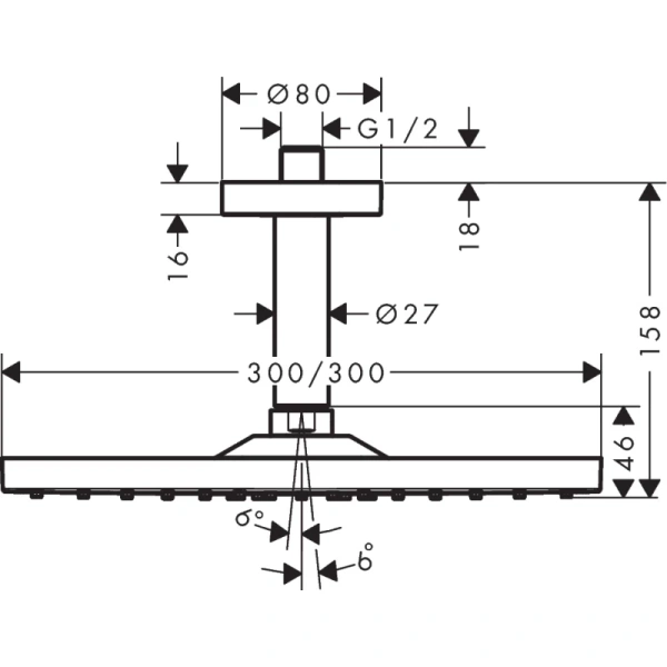 Верхний душ Hansgrohe Raindance E 300 1jet 26250140