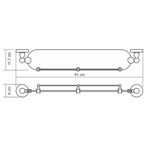 Полка WasserKraft Diemel K-2244 стеклянная с бортиком