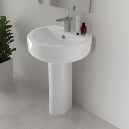 Раковина Sanita Luxe Best BSTSLWB01, подвесная, белая, полукруглая, фарфор, 55,5x44,5 см