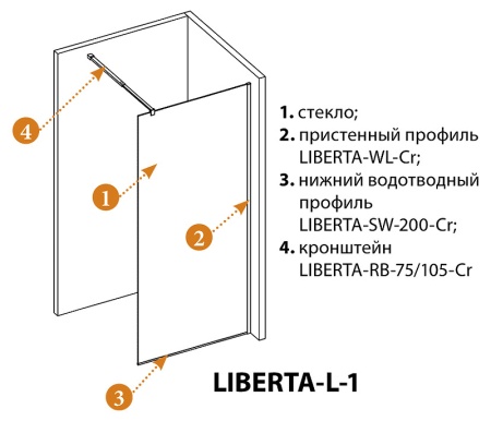 Душевая перегородка Cezares Liberta 90 LIBERTA-L-1-90-GR-NERO профиль Черный матовый стекло серое