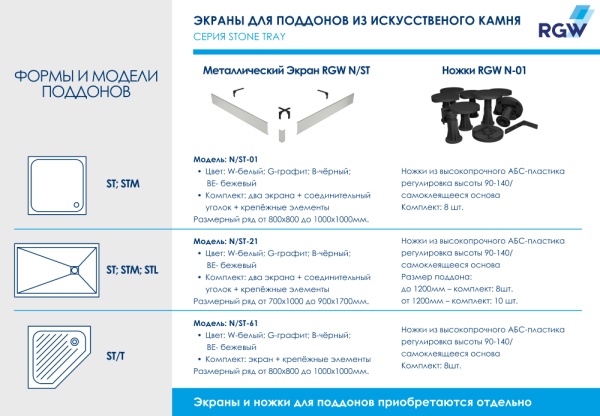 Душевой поддон трапеция RGW ST/T-G Графит