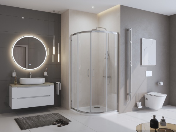 Душевой поддон из искусственного мрамора в комплекте с сифоном BelBagno UNO TRAY-MR-UNO-R-80-550-35-W-CR