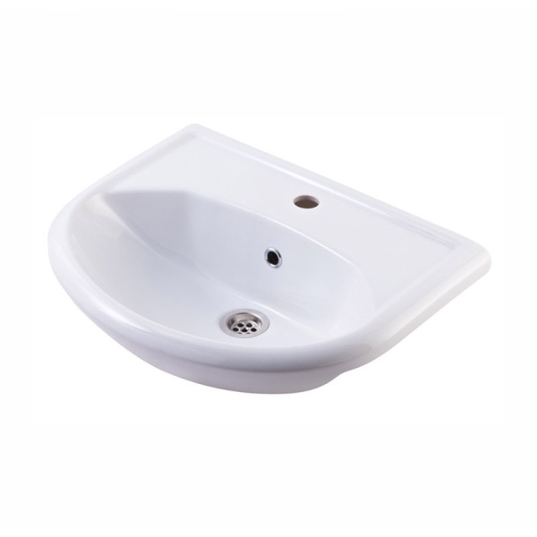 Раковина Rosa 0302.737 "Уют 55", с переливом, для установки на мебель, 1 отверстие под смеситель