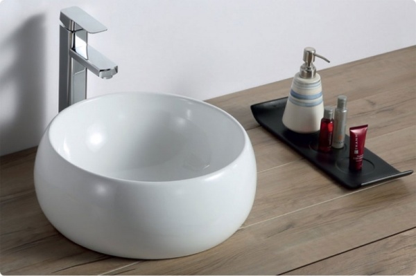 Раковина BelBagno BB1065, накладной монтаж, белая, круглая, фаянсовая, 40 см x 30 см