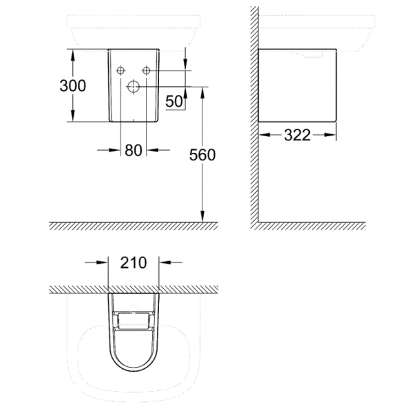 Полупьедестал Grohe Euro Ceramics 39201000, фарфор, глубина 32,2 см