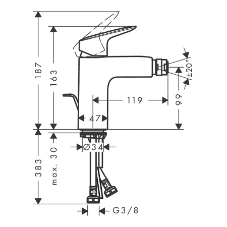 Смеситель для биде Hansgrohe Logis 71200670 Черный матовый