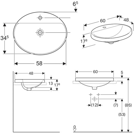 Раковина Geberit VariForm 60 500.726.01.2 Белая