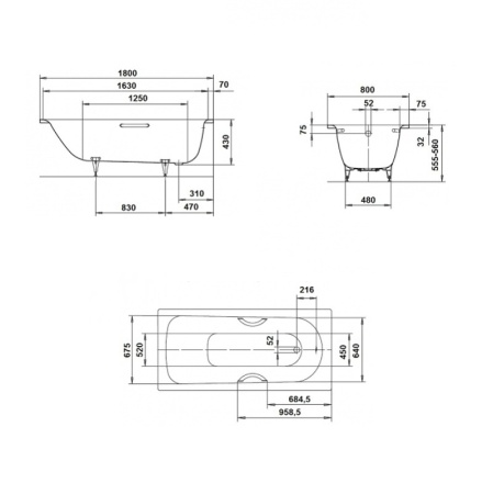 Стальная ванна Kaldewei Saniform Plus 375-1 180x80 112800010001 без покрытия